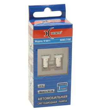 243 р. Лампа светодиодная 12V T4W BA9s 55Lm бокс (2шт.) XENITE XENITE 1009545  с доставкой в г. Керчь. Увеличить фотографию 1