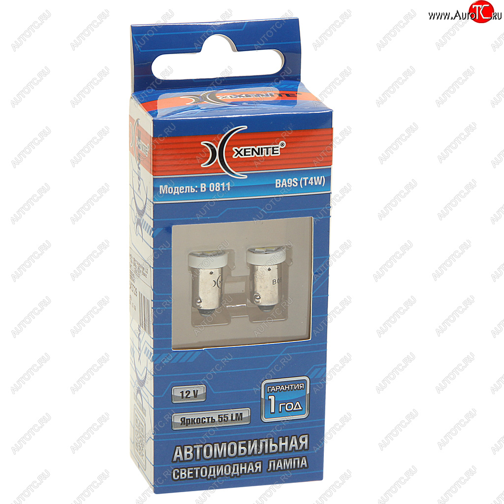243 р. Лампа светодиодная 12V T4W BA9s 55Lm бокс (2шт.) XENITE XENITE 1009545  с доставкой в г. Керчь
