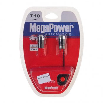 329 р. Лампа светодиодная 12V W5W T10 W2.1x9.5d 6000K с тестером блистер (2шт.)MEGAPOWER MEGAPOWER-AUTOMOTIVE 10105w-2блт  с доставкой в г. Керчь. Увеличить фотографию 1