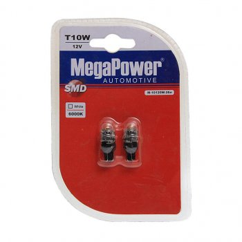 699 р. Лампа светодиодная 12V W5W T10 W2.1x9.5d 6000K блистер (2шт.) MEGAPOWER MEGAPOWER-AUTOMOTIVE 10120w-2бл  с доставкой в г. Керчь. Увеличить фотографию 1