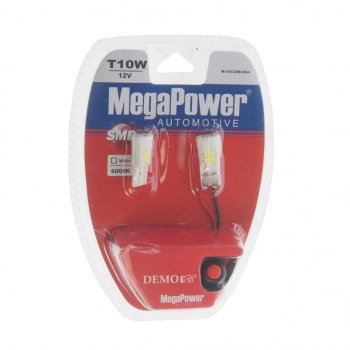 399 р. Лампа светодиодная 12V W5W T10 W2.1x9.5d 6000K 6 LED блистер (2шт.) MEGAPOWER MEGAPOWER-AUTOMOTIVE 10122w-2блт  с доставкой в г. Керчь. Увеличить фотографию 1