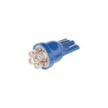 19 р. Лампа светодиодная 12V W5W T10 W2.1x9.5d 4 LED Blue MEGAPOWER MEGAPOWER-AUTOMOTIVE 10313b  с доставкой в г. Керчь. Увеличить фотографию 1