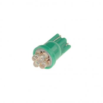 11 р. Лампа светодиодная 12V W5W T10 W2.1x9.5d 4 LED Green MEGAPOWER MEGAPOWER-AUTOMOTIVE 10313g  с доставкой в г. Керчь. Увеличить фотографию 1