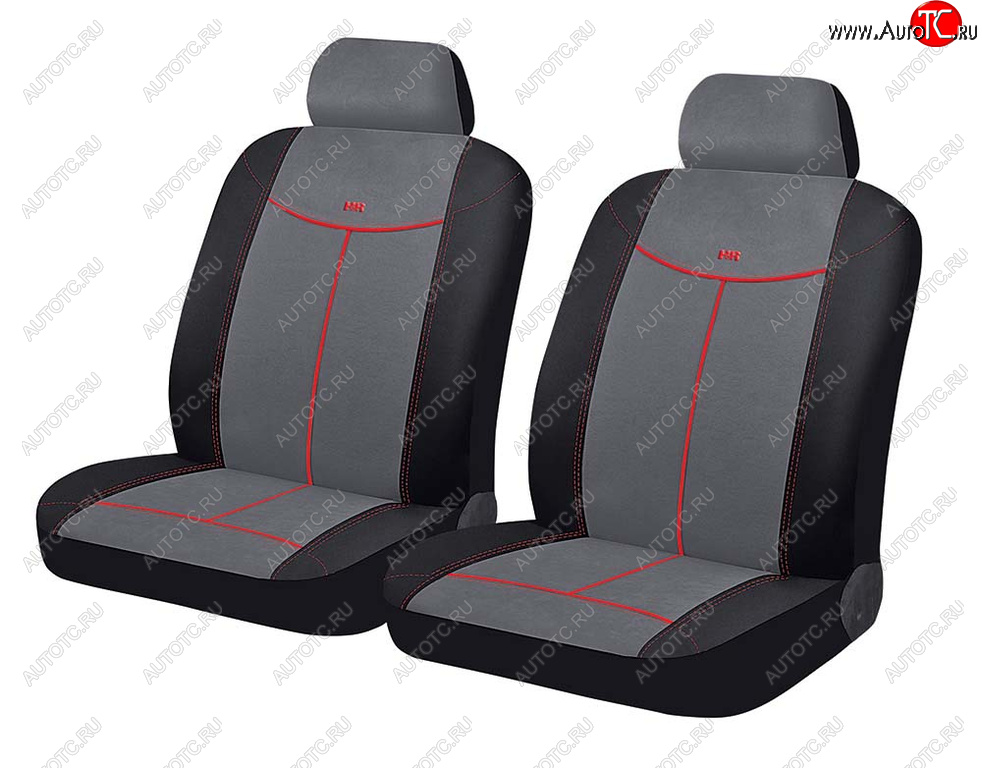 1 099 р. Универсальные чехлы сидений (майка, 4 предм., алькантара) Alcantara Front CARFASHION   (черно-серые)  с доставкой в г. Керчь