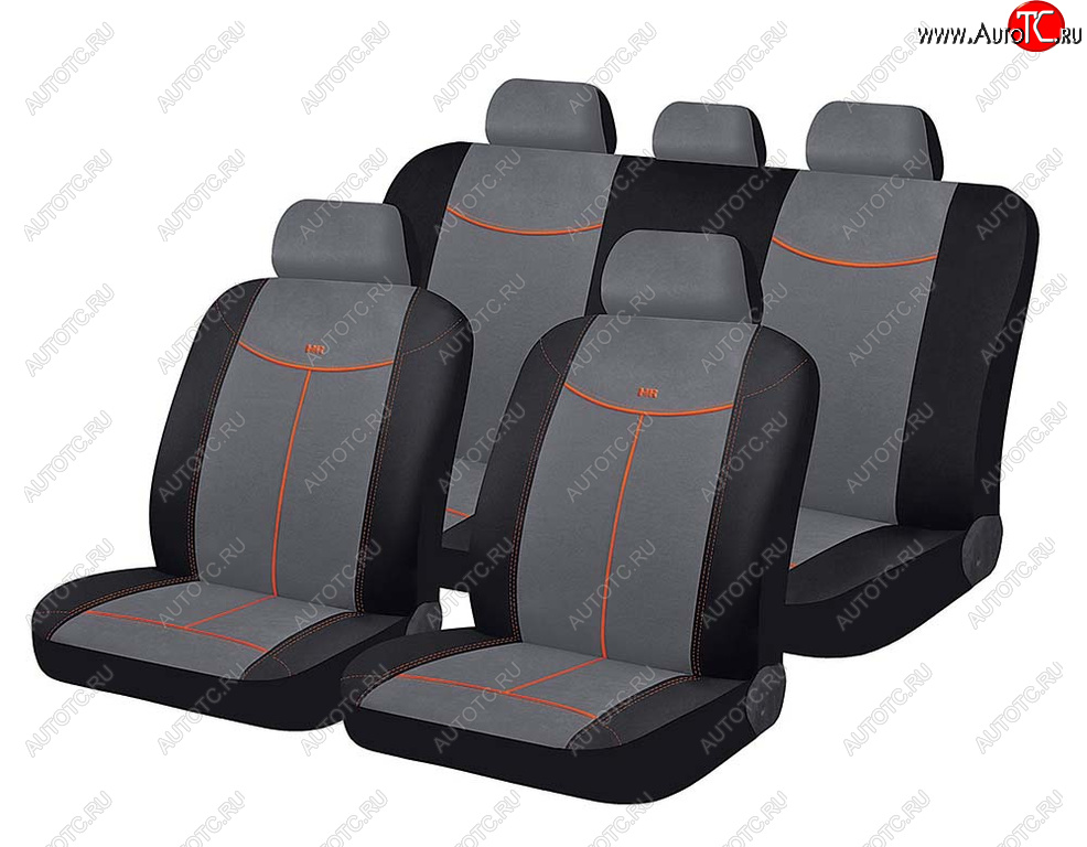 1 899 р. Универсальные чехлы сидений (майка, 11 предм.,алькантара) Alcantara CARFASHION   (черно-серые)  с доставкой в г. Керчь