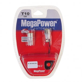299 р. Лампа светодиодная 12V W5W T10 W2.1x9.5d 6000K с тестером блистер (2шт.) MEGAPOWER MEGAPOWER-AUTOMOTIVE 10614w-2блт  с доставкой в г. Керчь. Увеличить фотографию 1