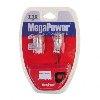 459 р. Лампа светодиодная 12V W5W T10 W2.1x9.5d 6000K с тестером блистер (2шт.) MEGAPOWER MEGAPOWER-AUTOMOTIVE 10712w-2блт  с доставкой в г. Керчь. Увеличить фотографию 1
