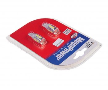 589 р. Лампа светодиодная 12V W5W T10 W2.1x9.5d 6000K 10 LED блистер (2шт.) MEGAPOWER MEGAPOWER-AUTOMOTIVE 10815w-2бл  с доставкой в г. Керчь. Увеличить фотографию 2