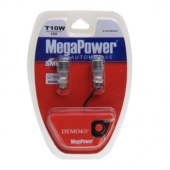 479 р. Лампа светодиодная 12V W5W T10 W2.1x9.5d 6000K с тестером блистер (2шт.) MEGAPOWER MEGAPOWER-AUTOMOTIVE 10916w-2блт  с доставкой в г. Керчь. Увеличить фотографию 1