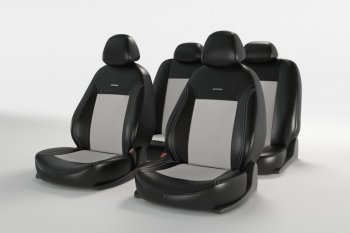 Универсальные чехлы сидений (майка, 11 предм., экокожа) Atom Leather CARFASHION  (черно-белый)