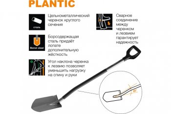 2 269 р. Лопата штыковая с металлическим черенком и ручкой Terra PLANTIC PLANTIC TERRA 11002-01  с доставкой в г. Керчь. Увеличить фотографию 4