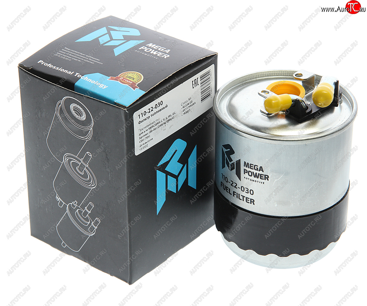 539 р. Фильтр топливный MERCEDES C,E,S,ML,GL,Sprinter (00-06) (OM646OM642 CDI) (TDI) MEGAPOWER MEGAPOWER 110-22-030  с доставкой в г. Керчь