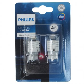 1 399 р. Лампа светодиодная 12V W21W W3x16d 6000K блистер (2шт.) LED White Ultinon Pro3000 PHILIPS PHILIPS 11065u30cw-2бл PHILIPS 11065u30cw-2бл  с доставкой в г. Керчь. Увеличить фотографию 1
