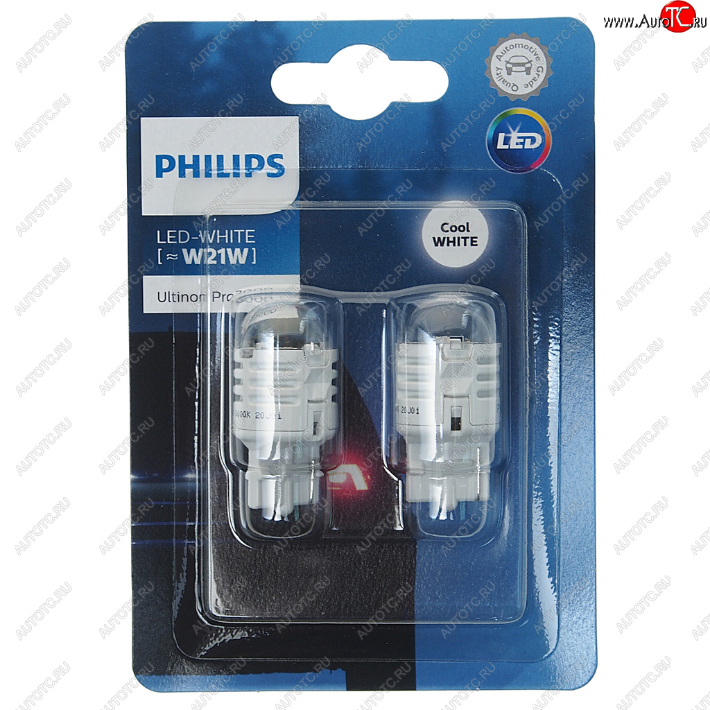 1 399 р. Лампа светодиодная 12V W21W W3x16d 6000K блистер (2шт.) LED White Ultinon Pro3000 PHILIPS PHILIPS 11065u30cw-2бл PHILIPS 11065u30cw-2бл  с доставкой в г. Керчь
