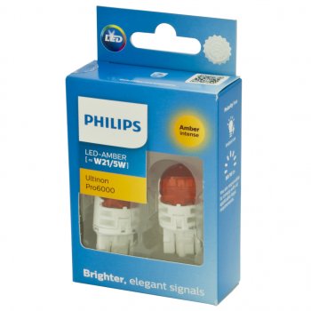 1 699 р. Лампа светодиодная 12V W21/5W W3х16q 80/16Лм (2шт.) Led Amber Ultinon Pro6000 PHILIPS PHILIPS 11066au60x2 PHILIPS 11066au60x2  с доставкой в г. Керчь. Увеличить фотографию 2