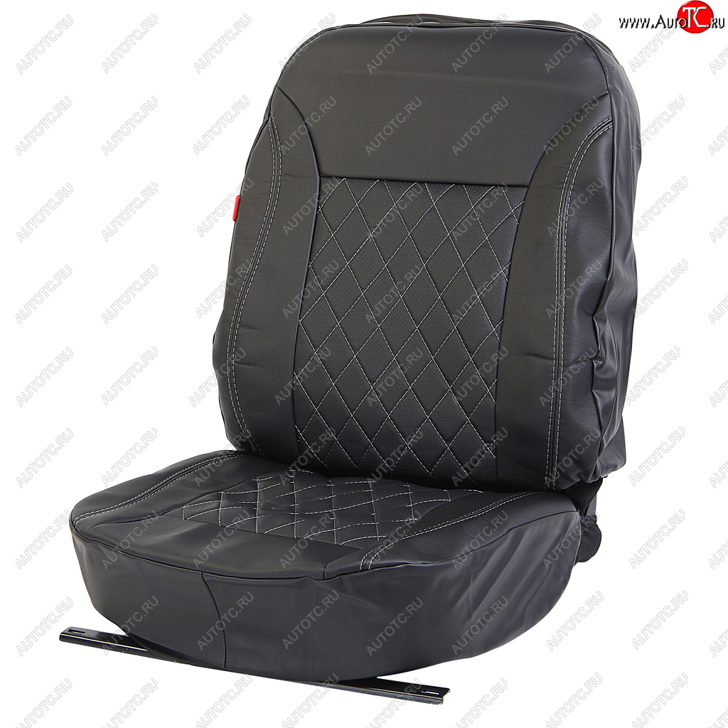 5 199 р. Универсальные чехлы сидений (майка, 11 предм., экокожа) Atom Leather CARFASHION   (черные серая строчка)  с доставкой в г. Керчь