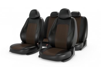 Универсальные чехлы сидений (майка, 11 предм., экокожа) Ranger Leather CARFASHION  (черно-коричневые)