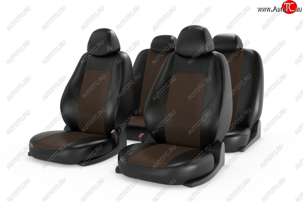 4 299 р. Универсальные чехлы сидений (майка, 11 предм., экокожа) Ranger Leather CARFASHION   (черно-коричневые)  с доставкой в г. Керчь