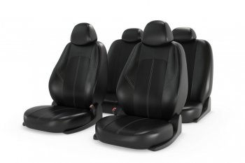 Универсальные чехлы сидений (майка, 11 предм., экокожа) Ranger Leather CARFASHION  (черные серая строчка)