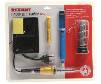 1 199 р. Набор для пайки (паяльник 30Вт, оловоотсос, подставка, припой) REXANT REXANT 12-0163  с доставкой в г. Керчь. Увеличить фотографию 1