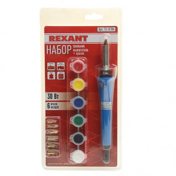 679 р. Паяльник 30Вт220В выжигатель по дереву (6 насадок,краски) REXANT REXANT 12-0186  с доставкой в г. Керчь. Увеличить фотографию 1