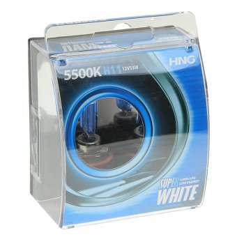 379 р. Лампа 12V H11 55W PGJ19-2 5500К бокс (2шт.) Super White HNG HNG 12115sw2  с доставкой в г. Керчь. Увеличить фотографию 1