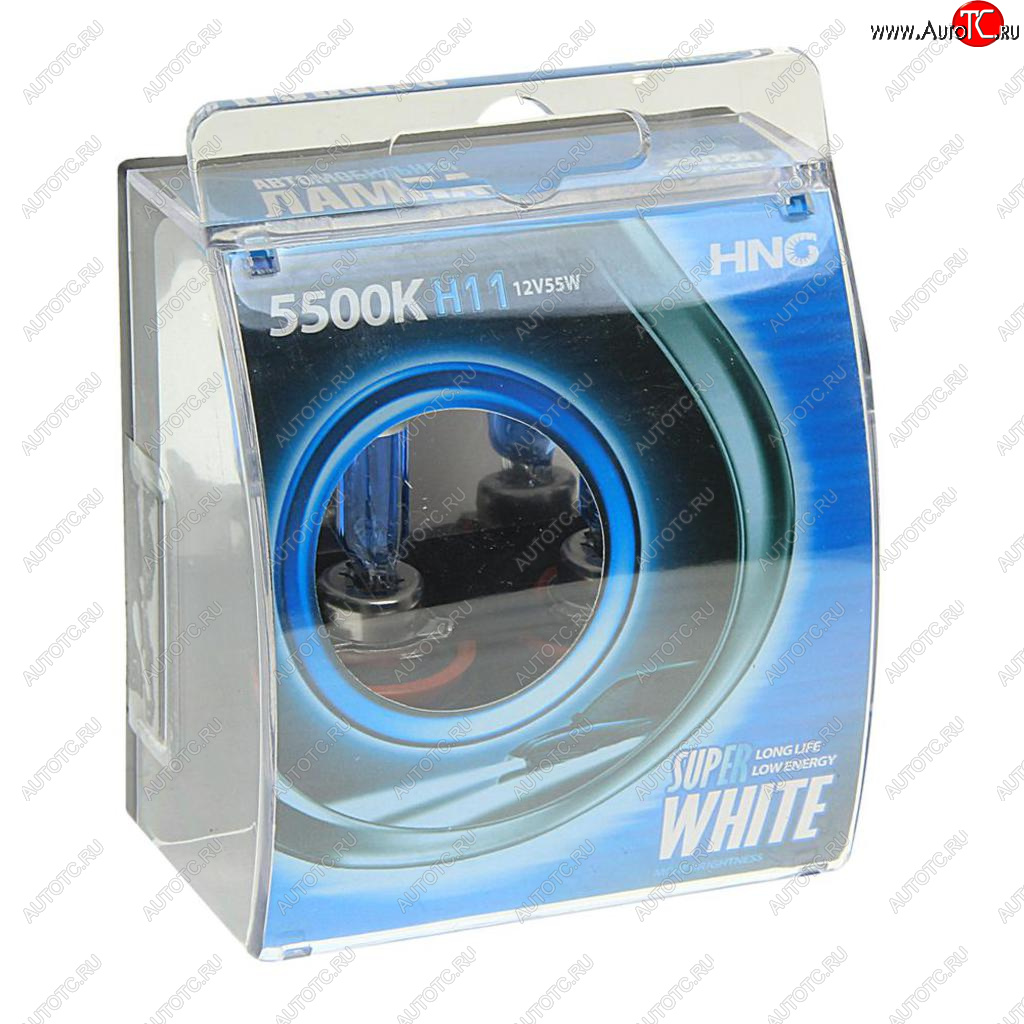 379 р. Лампа 12V H11 55W PGJ19-2 5500К бокс (2шт.) Super White HNG HNG 12115sw2  с доставкой в г. Керчь