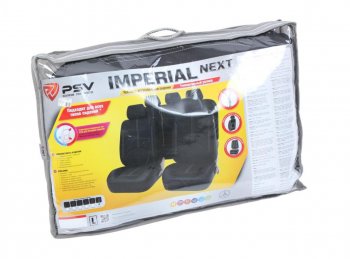 3 599 р. Универсальные чехлы сидений (майка, 11 предм., экокожа) Imperial Next PSV   (черные, белая отстрочка)  с доставкой в г. Керчь. Увеличить фотографию 2