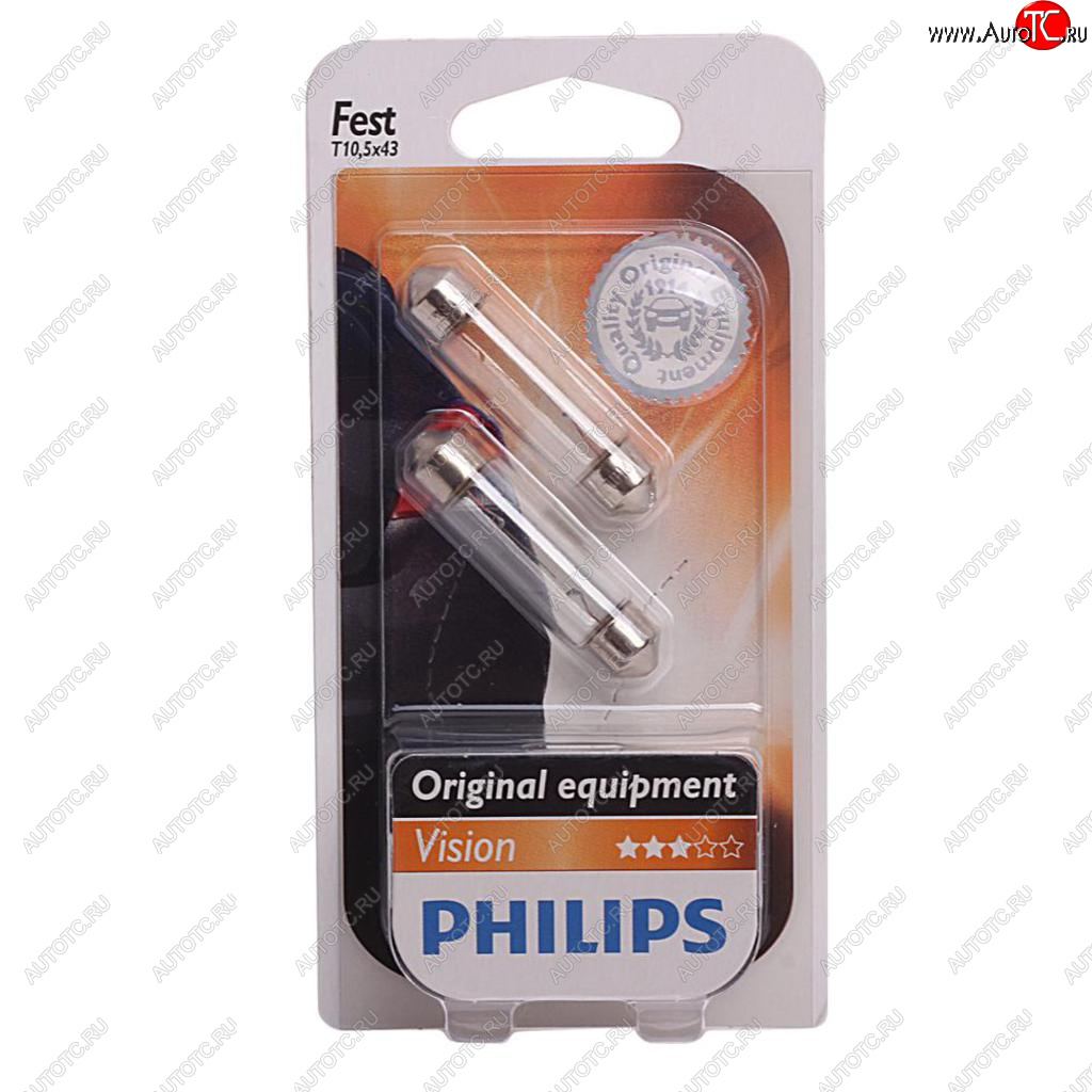 162 р. Лампа 12V C10W SV8.5-8 41мм блистер (2шт.) PHILIPS PHILIPS 12866b2  с доставкой в г. Керчь