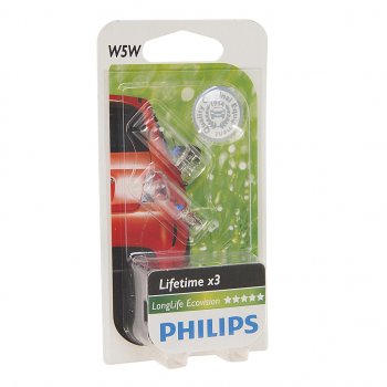 224 р. Лампа 12V W5W T10W W2.1x9.5d блистер (2шт.) Long Life Eco Vision PHILIPS PHILIPS 12961llecob2  с доставкой в г. Керчь. Увеличить фотографию 1