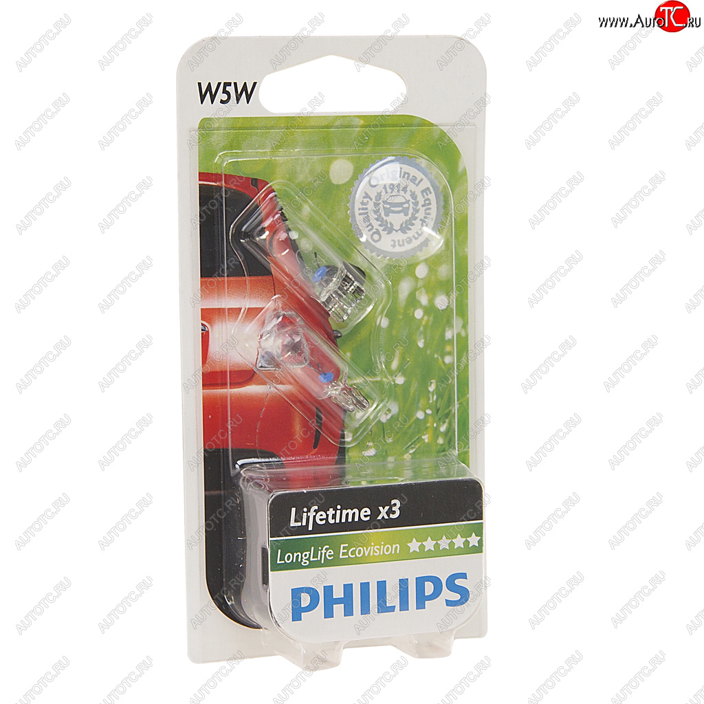 224 р. Лампа 12V W5W T10W W2.1x9.5d блистер (2шт.) Long Life Eco Vision PHILIPS PHILIPS 12961llecob2  с доставкой в г. Керчь