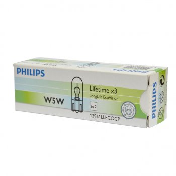 108 р. Лампа 12V W5W T10W W2.1x9.5d Long Life Eco Vision PHILIPS PHILIPS 12961llecocp  с доставкой в г. Керчь. Увеличить фотографию 1