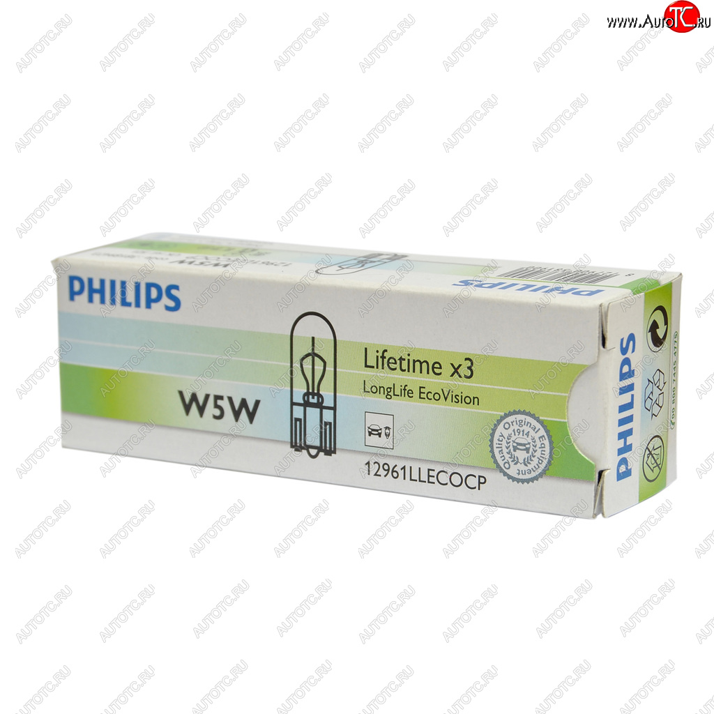 108 р. Лампа 12V W5W T10W W2.1x9.5d Long Life Eco Vision PHILIPS PHILIPS 12961llecocp  с доставкой в г. Керчь