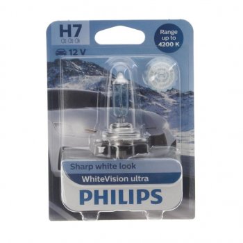 1 559 р. Лампа 12V H7 55W PX26d 4200K блистер (1шт.) White Vision Ultra PHILIPS PHILIPS 12972wvuбл  с доставкой в г. Керчь. Увеличить фотографию 1