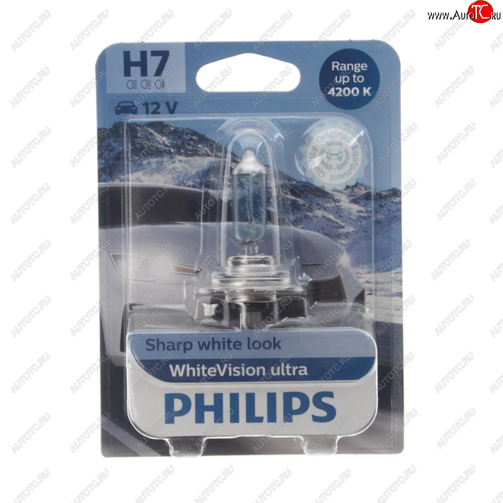 1 559 р. Лампа 12V H7 55W PX26d 4200K блистер (1шт.) White Vision Ultra PHILIPS PHILIPS 12972wvuбл  с доставкой в г. Керчь