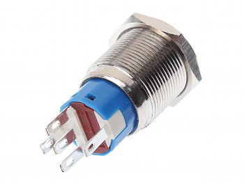 649 р. Выключатель кнопка 5-ти контактная d=19мм без фиксации хром NO NAME 12v5a  с доставкой в г. Керчь. Увеличить фотографию 2