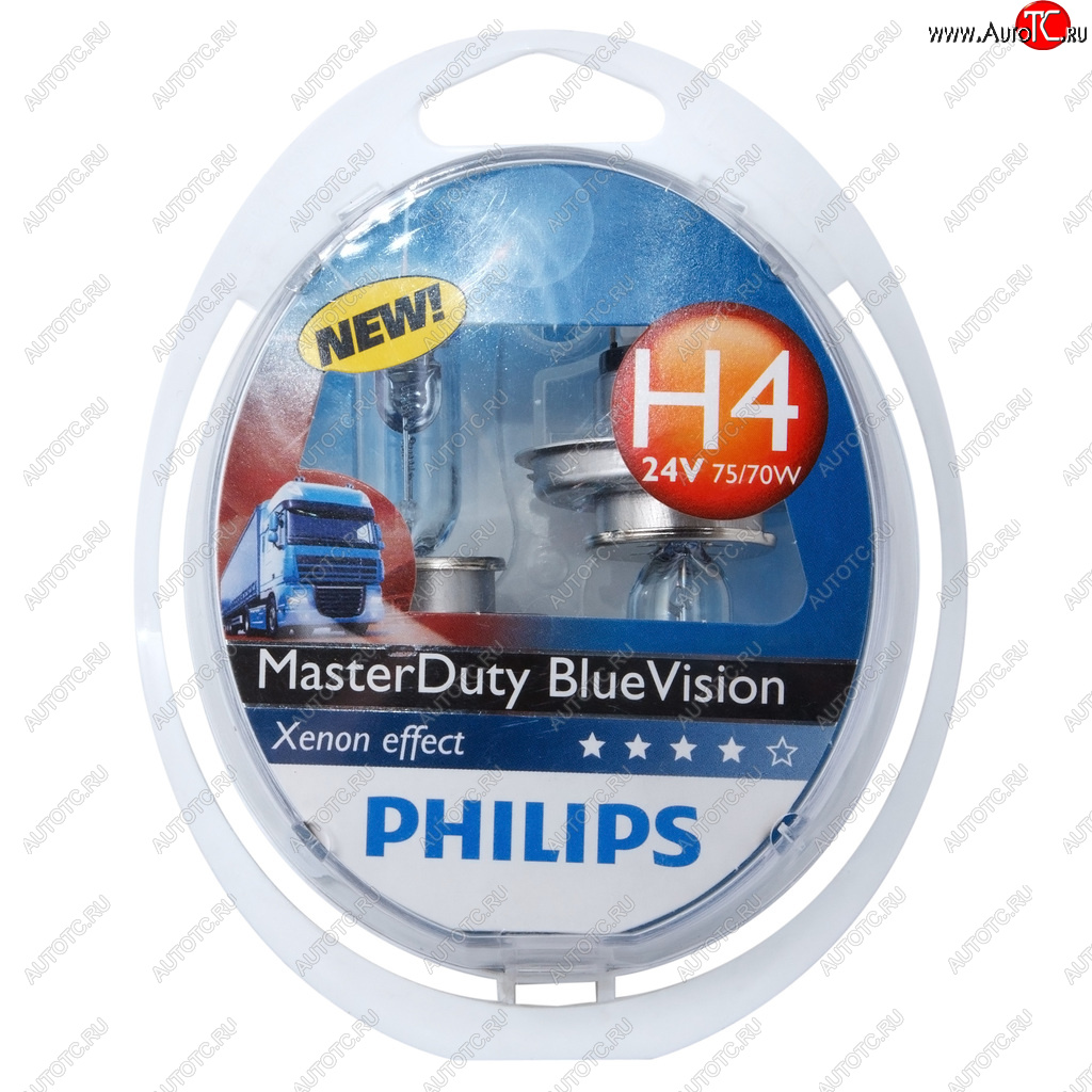 3 099 р. Лампа 24V H4 7570W P43t бокс (2шт.) Master Duty Blue Vision PHILIPS PHILIPS 13342mdbvs2  с доставкой в г. Керчь