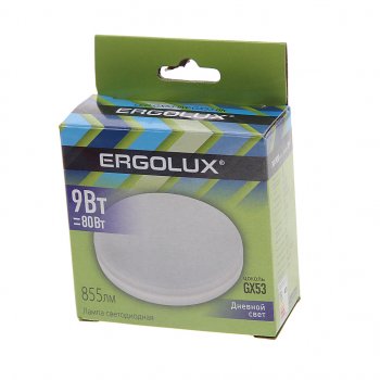 99 р. Лампа светодиодная GX53 9W(80W) 220V дневной свет ERGOLUX ERGOLUX 14309  с доставкой в г. Керчь. Увеличить фотографию 3