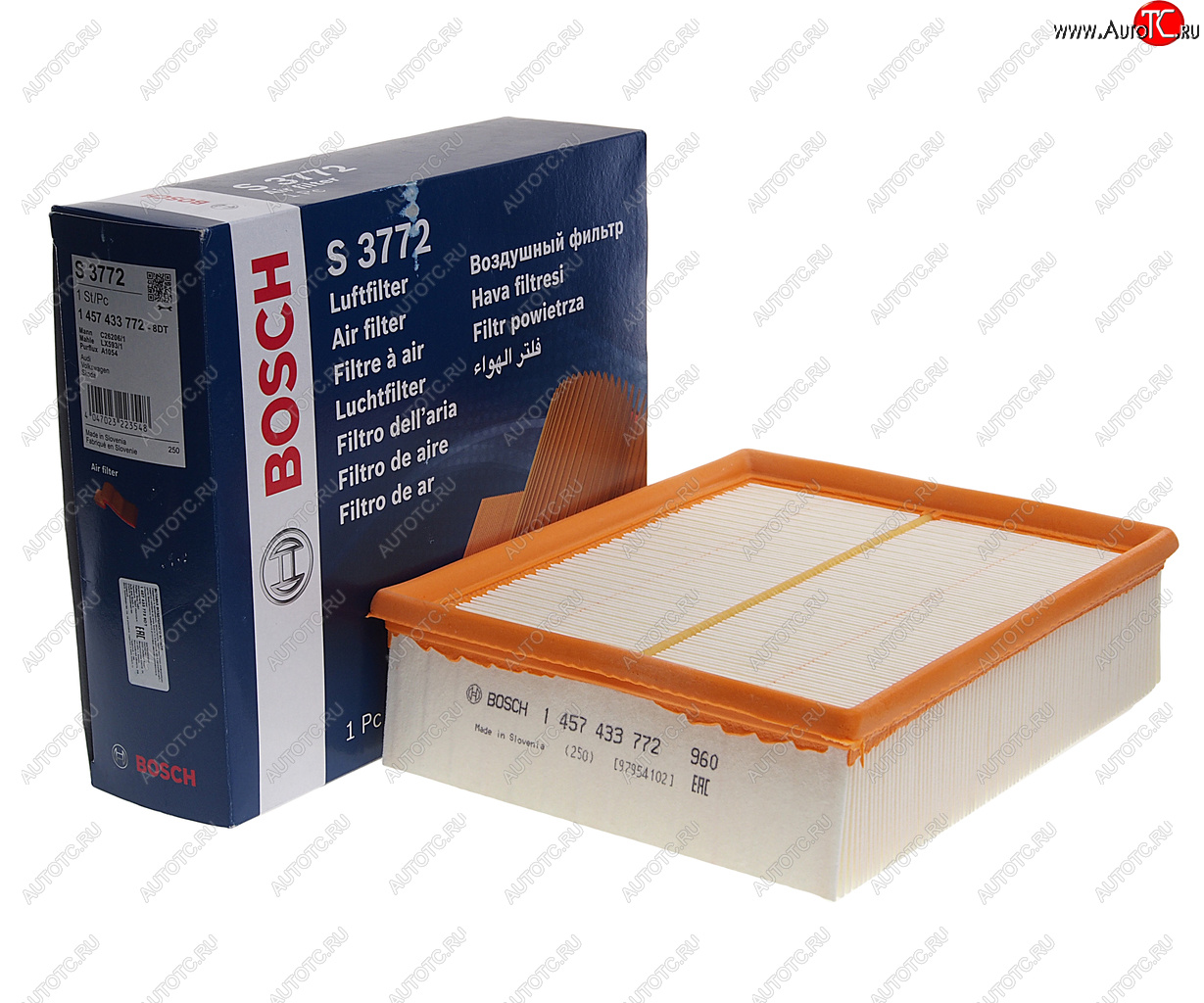 1 249 р. Фильтр воздушный VW Passat (98-05) AUDI A4 (97-00) SKODA Superb (01-08) (2.5) BOSCH BOSCH 1457433772 BOSCH 1457433772  с доставкой в г. Керчь