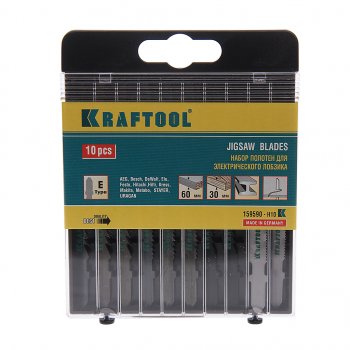 899 р. Пилка для лобзика набор 10шт. универсальные KRAFTOOL KRAFTOOL 159590-h10  с доставкой в г. Керчь. Увеличить фотографию 1