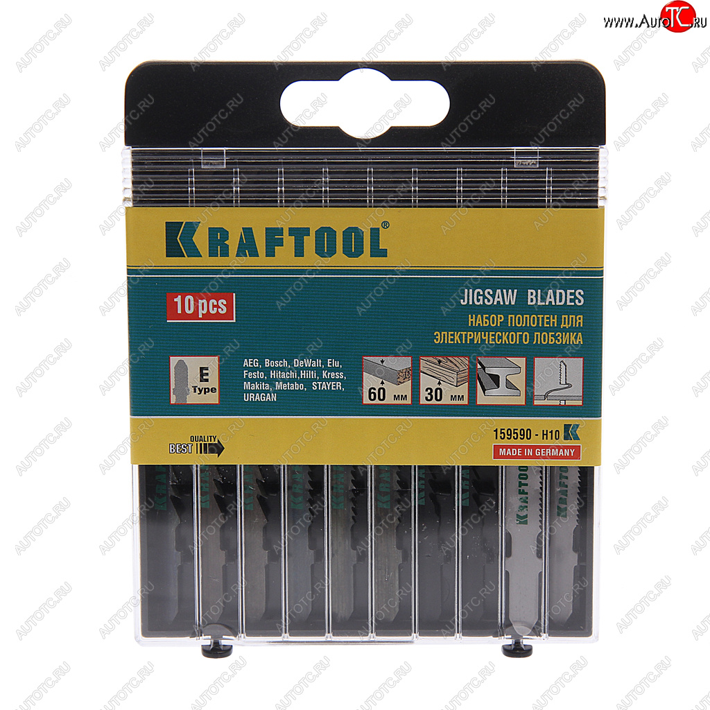 899 р. Пилка для лобзика набор 10шт. универсальные KRAFTOOL KRAFTOOL 159590-h10  с доставкой в г. Керчь