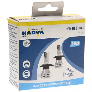 4 899 р. Лампа светодиодная 12V24V H4 24W P43t-38 6500K бокс (2шт.) Range Perfomance LED NARVA NARVA 180323000  с доставкой в г. Керчь. Увеличить фотографию 3