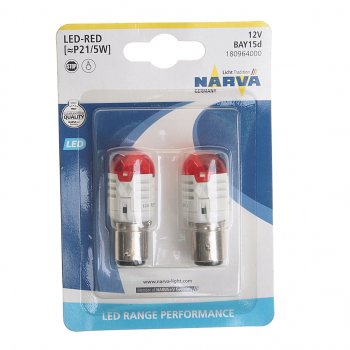 1 179 р. Лампа светодиодная 12V P215W 0.8W1.75W BAY15d блистер (2шт.) Red Range Performance LED NARVA NARVA 180964000  с доставкой в г. Керчь. Увеличить фотографию 1