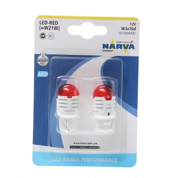 1 089 р. Лампа светодиодная 12V W21W 1.75W W3x16d блистер (2шт.) Red Range Perfomance LED NARVA NARVA 181004000  с доставкой в г. Керчь. Увеличить фотографию 1