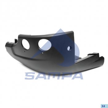 Бампер SCANIA R series CG,CR (10-) передний левая часть (круглые противотуманки) SAMPA SAMPA 18400289