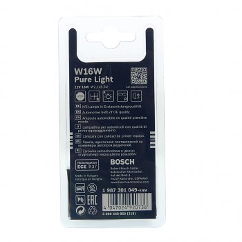 199 р. Лампа 12V W16W W2.1x9.5d блистер (2шт.) Pure Light BOSCH BOSCH 1987301049  с доставкой в г. Керчь. Увеличить фотографию 2