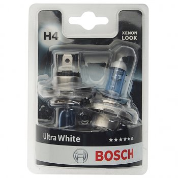 1 099 р. Лампа 12V H4 6055W P43t (2шт.) Ultra White BOSCH BOSCH 1987301440  с доставкой в г. Керчь. Увеличить фотографию 1