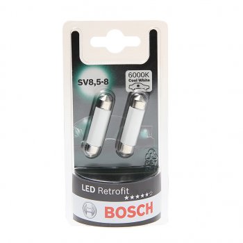 959 р. Лампа светодиодная 12V C5W SV8.5-8 блистер (2шт.) RETROFIT COOL BOSCH BOSCH 1987301509  с доставкой в г. Керчь. Увеличить фотографию 1