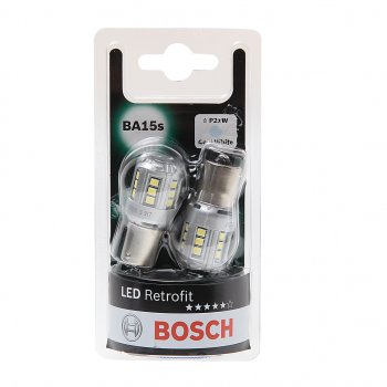 1 999 р. Лампа светодиодная 12V P21W BA15S 6000K блистер (2шт.) Retrofit BOSCH BOSCH 1987301517  с доставкой в г. Керчь. Увеличить фотографию 1