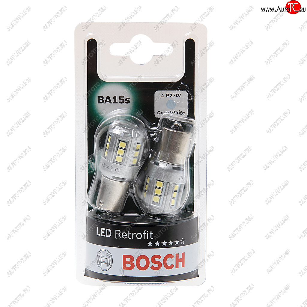 1 999 р. Лампа светодиодная 12V P21W BA15S 6000K блистер (2шт.) Retrofit BOSCH BOSCH 1987301517  с доставкой в г. Керчь